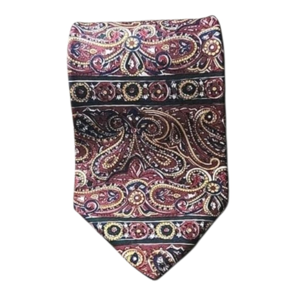 Tommy Hilfiger Men's Red Blue Paisley Italian Silk Neck Tie
